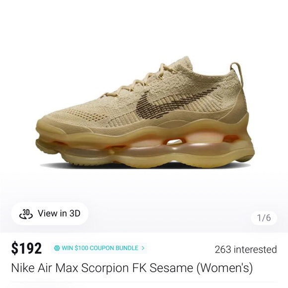 Nike Shoes - Nike Womens Air Max Scorpion Flyknit Sesame 7.5